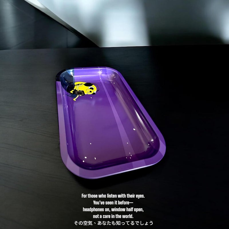 KOZUKI Cartoon Rolling Tray – 11” Premium Metal Purple Rolling Tray Anime Adventure Times Inspired The Dog | Gold Plating | Jack Merch | Smooth Edges | Portable & Easy to Clean (OLDSOUL) - Image 5